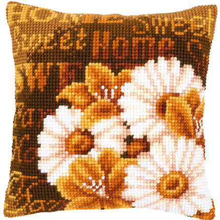 DIY Cross stitch cushion kit Modern daisies
