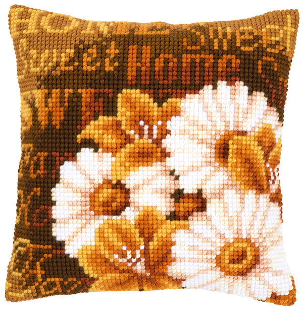 DIY Cross stitch cushion kit Modern daisies