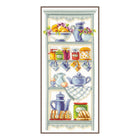 DIY Counted cross stitch kit Romantic kitchen shelf 16 x 36 cm / 6.4