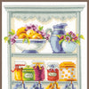 DIY Counted cross stitch kit Romantic kitchen shelf 16 x 36 cm / 6.4" x 14.4"