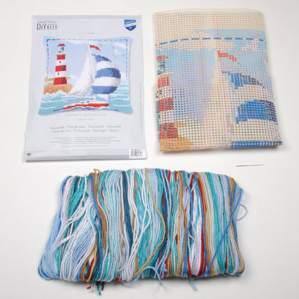 DIY Cross stitch cushion kit Lighthouse