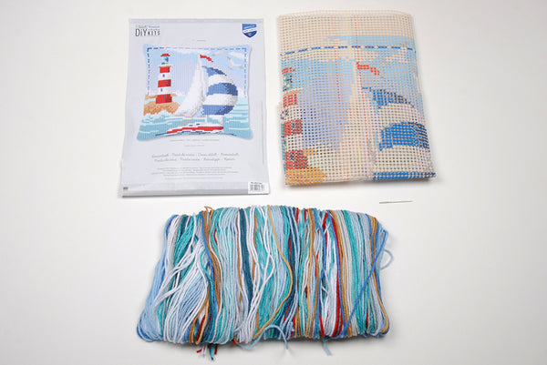 DIY Cross stitch cushion kit Lighthouse