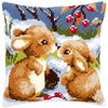 DIY Cross stitch cushion kit Snow rabbits