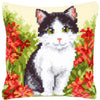 DIY Cross stitch cushion kit Cat in flower field