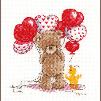 DIY Counted cross stitch kit Popcorn Lovely balloons 15 x 17 cm / 6" x 6.8"