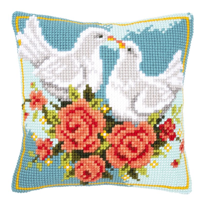 DIY Cross stitch cushion kit Doves in love