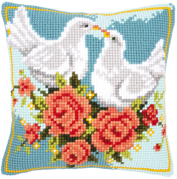 DIY Cross stitch cushion kit Doves in love