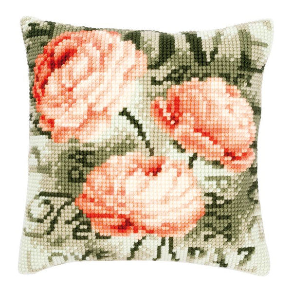 DIY Cross stitch cushion kit Peonies