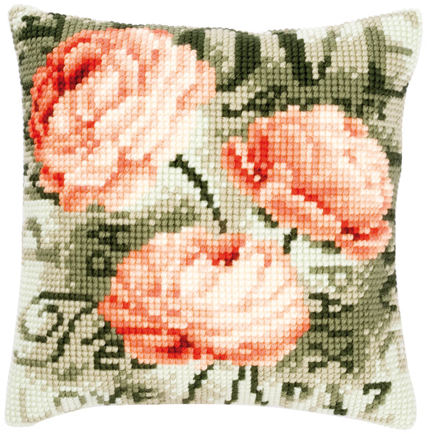 DIY Cross stitch cushion kit Peonies