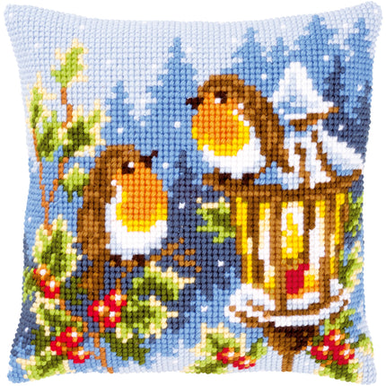 DIY Cross stitch cushion kit Robins at the lantern
