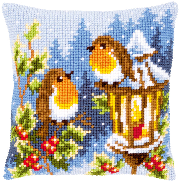 DIY Cross stitch cushion kit Robins at the lantern