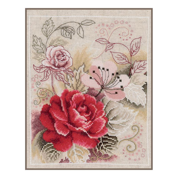 DIY Counted cross stitch kit Bouquet with rose 22 x 28 cm / 8.8" x 11.2"