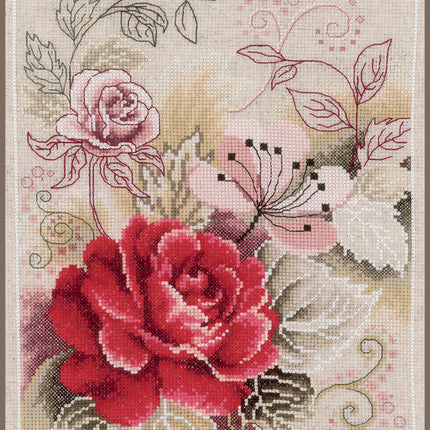 DIY Counted cross stitch kit Bouquet with rose 22 x 28 cm / 8.8" x 11.2"
