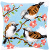 DIY Cross stitch cushion kit Birds between flowers