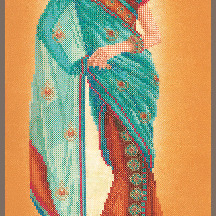 DIY Counted cross stitch kit Indian lady in blue sar