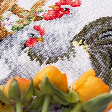 DIY Table Runner kit "Aida table runner kit Chicken family"