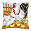 DIY Cross stitch cushion kit Chicken family on a farm