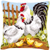 DIY Cross stitch cushion kit Chicken family on a farm