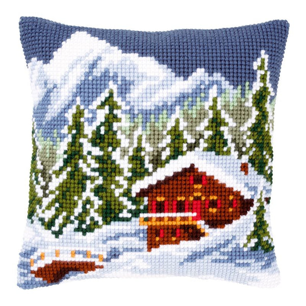 DIY Cross stitch cushion kit Snow landscape