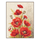 DIY Counted cross stitch kit Poppies and swirls 24 x 33 cm / 9.6