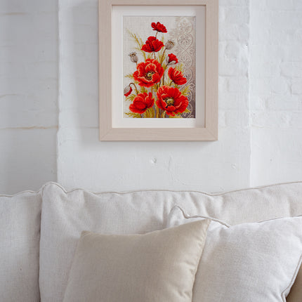 DIY Counted cross stitch kit Poppies and swirls 24 x 33 cm / 9.6" x 13.2"