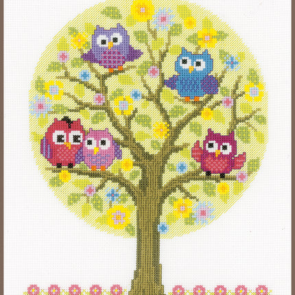 DIY Counted cross stitch kit Little owls tree 23 x 30 cm / 9.2" x 12"