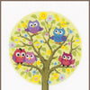 DIY Counted cross stitch kit Little owls tree 23 x 30 cm / 9.2" x 12"