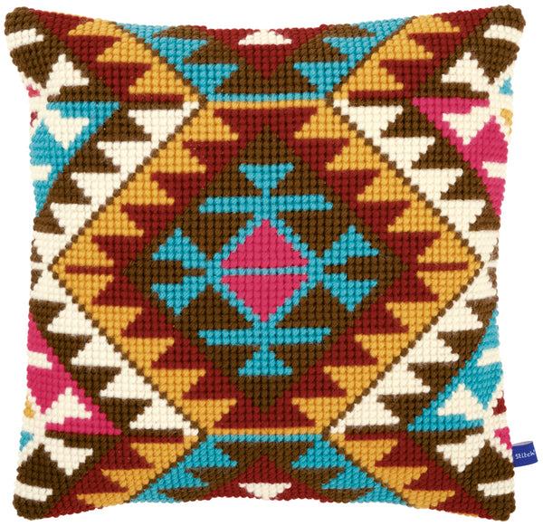 DIY Cross stitch cushion kit Ethnic print