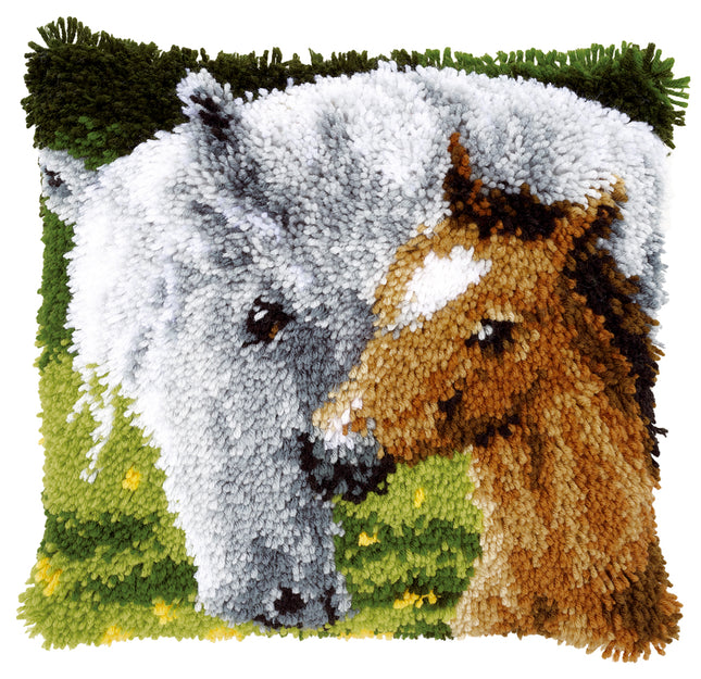 DIY Latch Hook Cushion Kit "Horse and Foal"