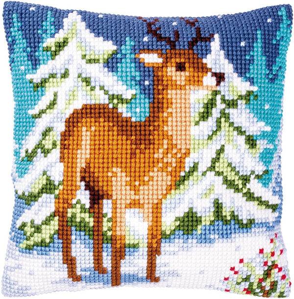 DIY Cross stitch cushion kit Deer in winter