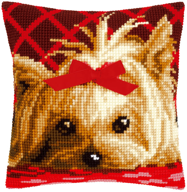 DIY Cross stitch cushion kit Yorkshire with bow