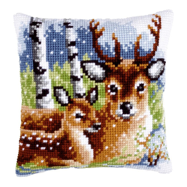 DIY Cross stitch cushion kit Deer family