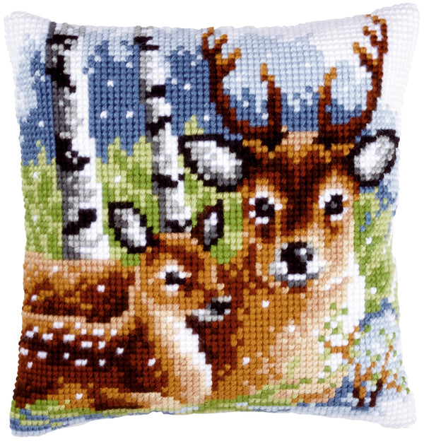 DIY Cross stitch cushion kit Deer family