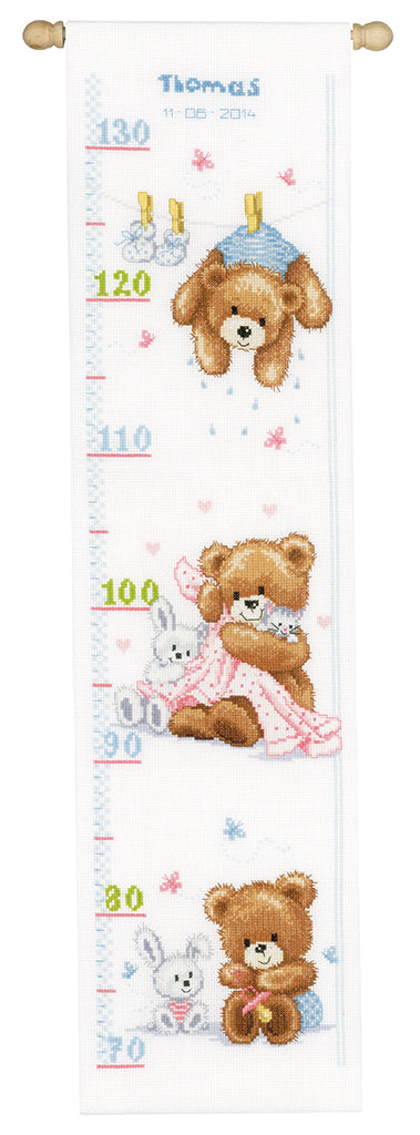 DIY Counted cross stitch kit Lovely bears 18 x 70 cm / 7.2