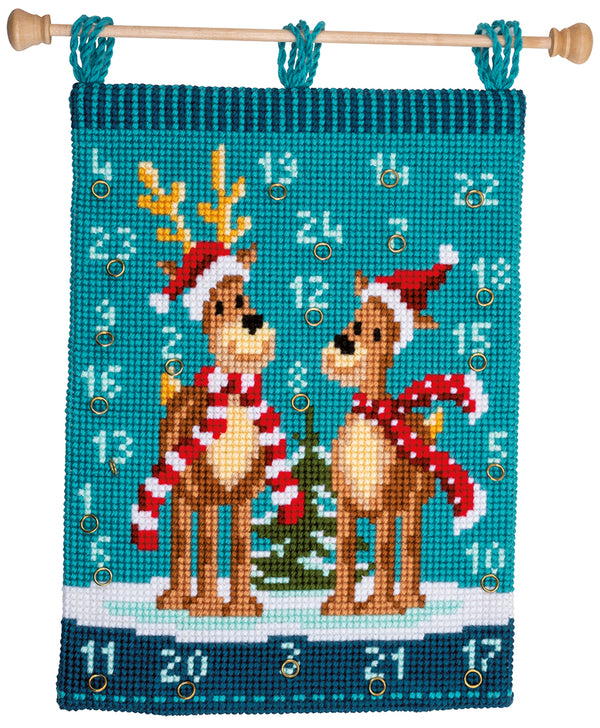 DIY Cross stitch wall hanging kit Elk with scarves