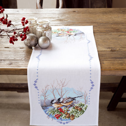 DIY Table Runner kit "Aida table runner kit Tits on a branch"