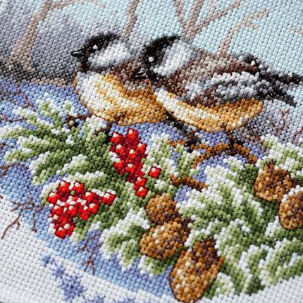 DIY Table Runner kit "Aida table runner kit Tits on a branch"