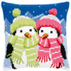 DIY Cross stitch cushion kit Penguins with scarf