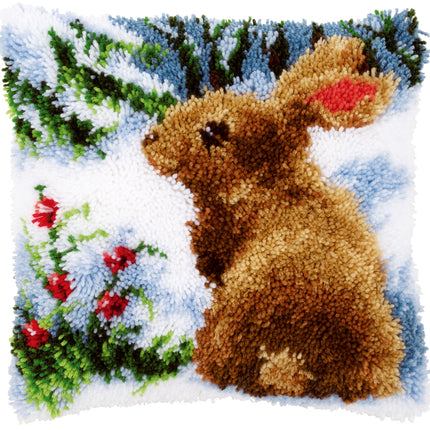 DIY Latch Hook Cushion Kit "Rabbit in the snow"