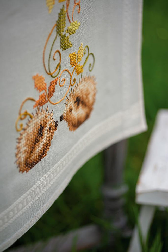 DIY Table Runner kit "Table runner kit Hedgehogs and autumn leaves"
