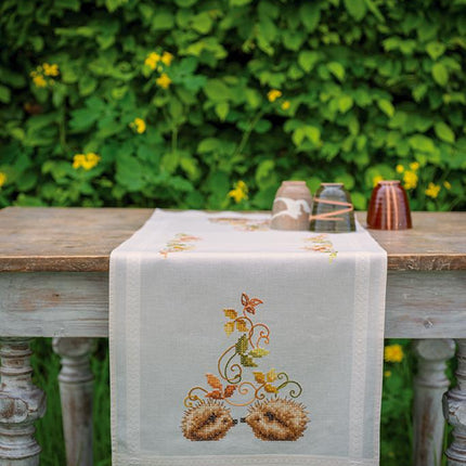 DIY Table Runner kit "Table runner kit Hedgehogs and autumn leaves"