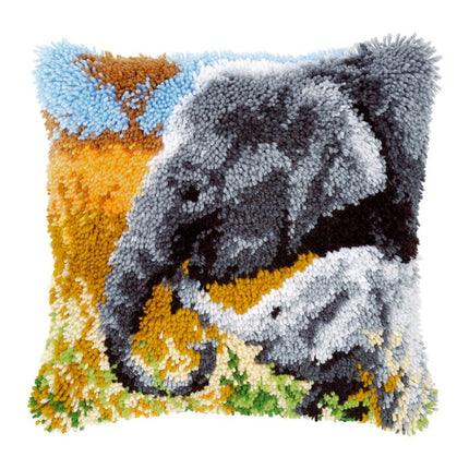 DIY Latch Hook Cushion Kit "Elephant Baby & His Mother"