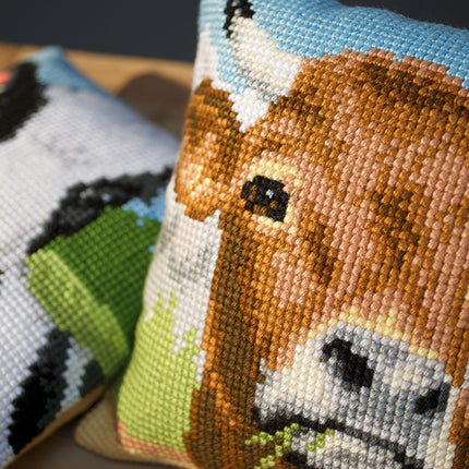 DIY Cross stitch cushion kit Cow