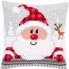 DIY Cross stitch cushion kit Santa in a plaid hat