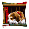 DIY Cross stitch cushion kit Dog sleeping on bookshelf