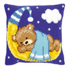 DIY Cross stitch cushion kit Bear on the moon blue