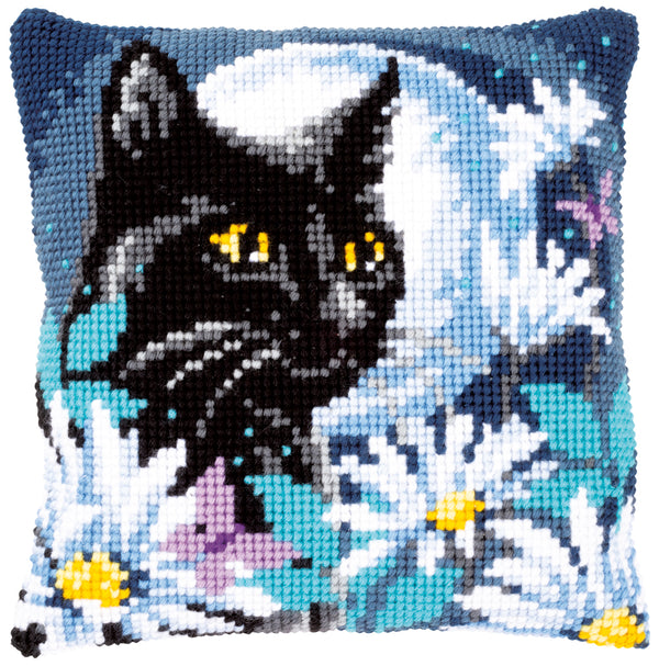DIY Cross stitch cushion kit Cat in the night