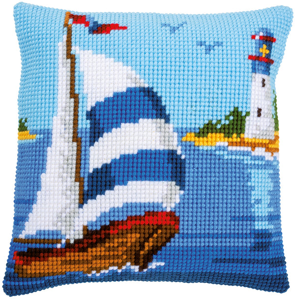 DIY Cross stitch cushion kit Sailboat