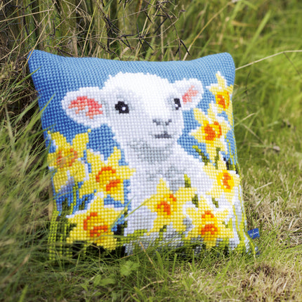 DIY Cross stitch cushion kit Lamb