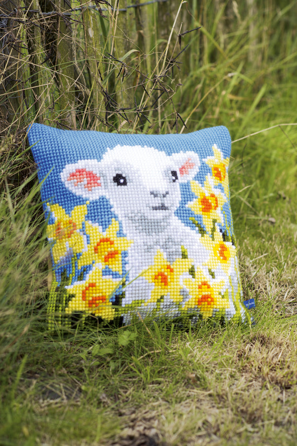 DIY Cross stitch cushion kit Lamb